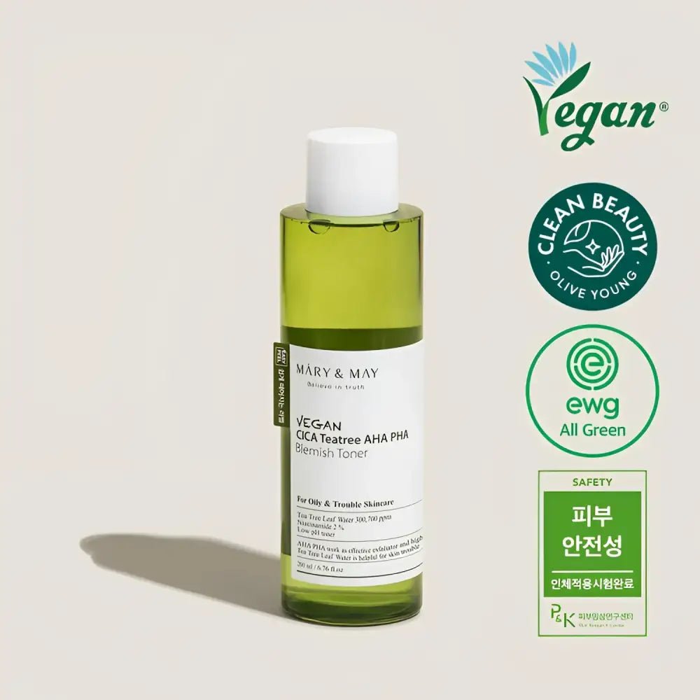 MARY&MAY Vegan CICA Tea Tree AHA PHA Toner 200ml for Clear Skin - 200ml